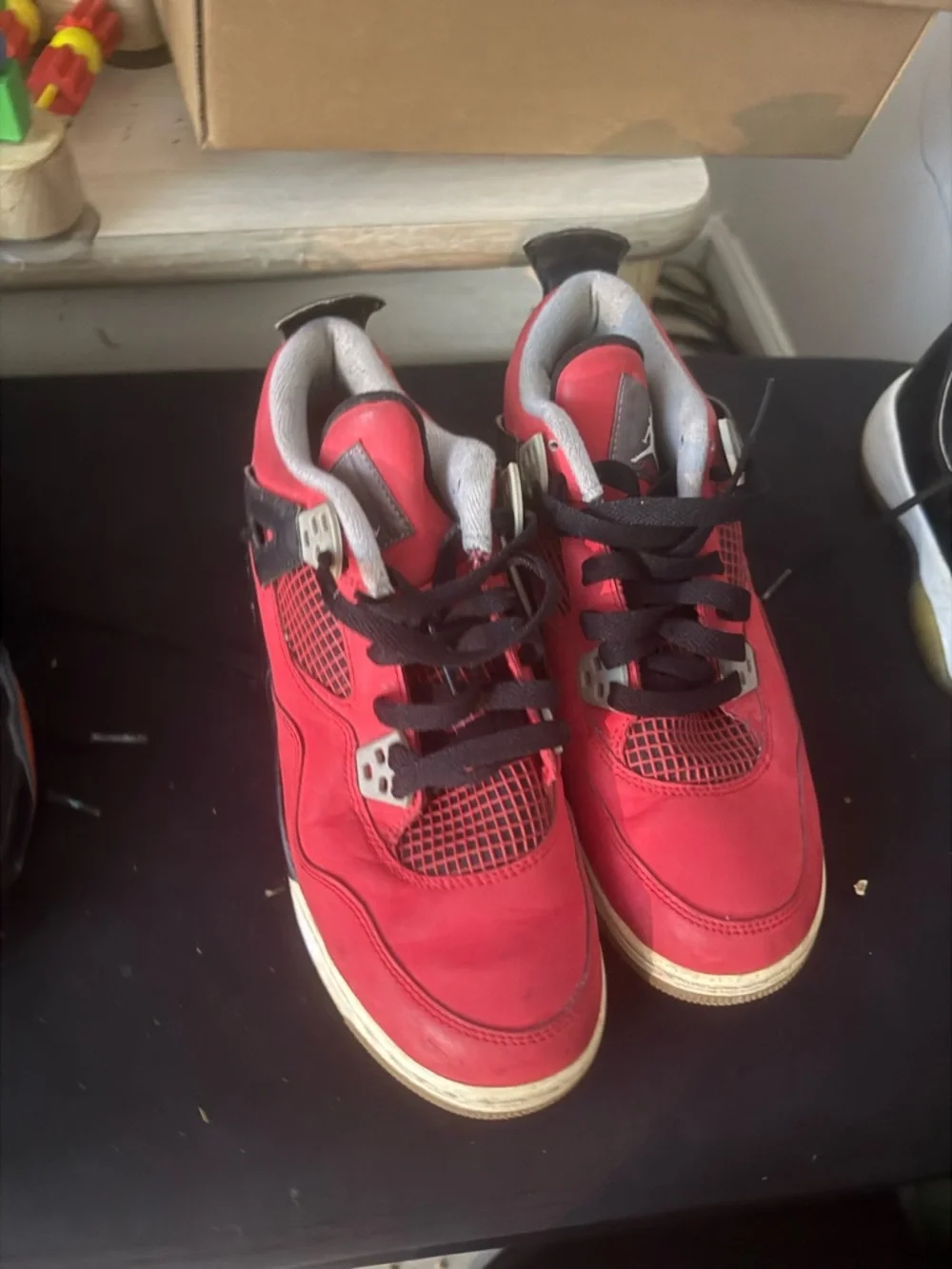 Jordan Kids Red and Black Retro Basketball Sneakers